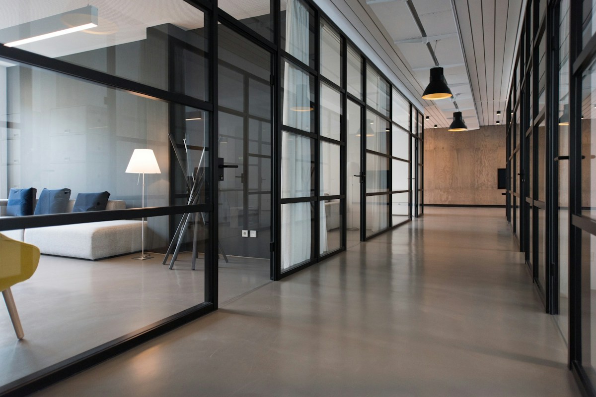 Light-filled modern commercial corridor
